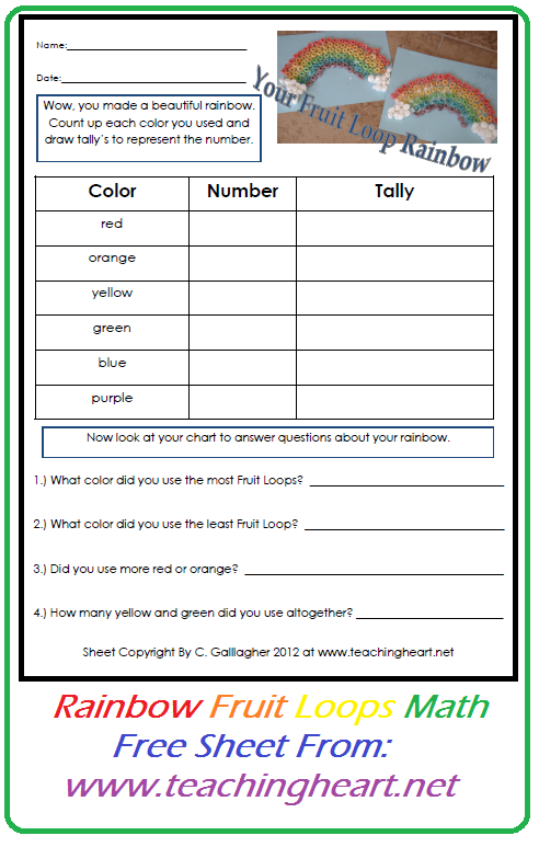 Fruit Loops Rainbow Math Printable Teaching Heart Blog