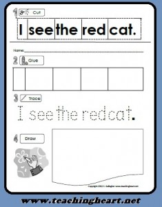 paste and and Sight  sight cut worksheets Paste word Words for Cut kindergarten