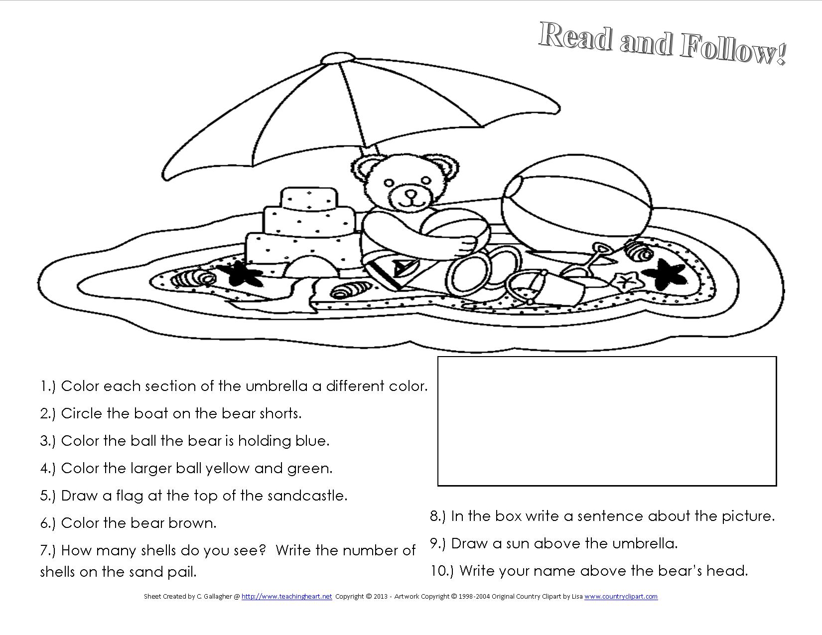 Fix Following Directions Worksheet Ks1