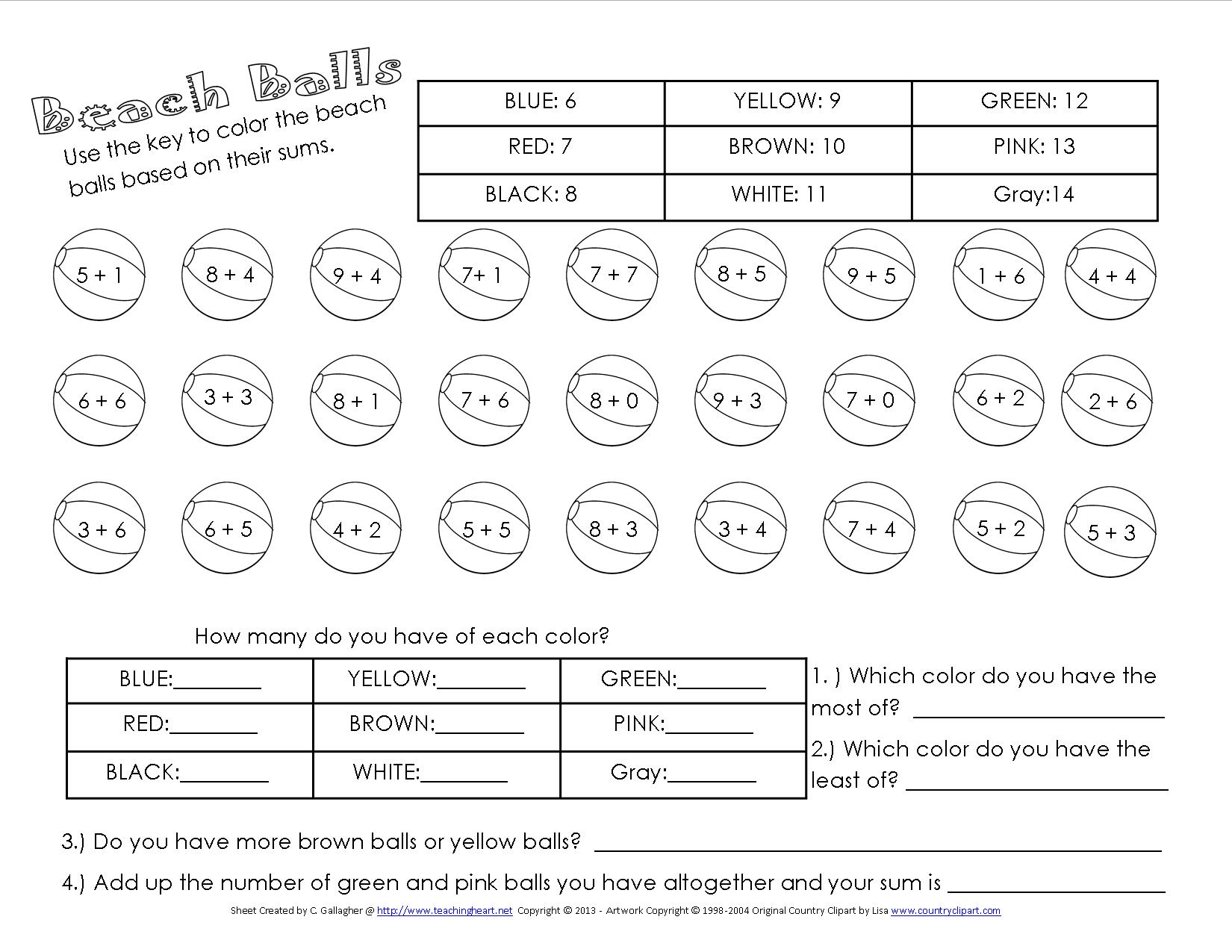 Many FREE Summer Themed Worksheets Classroom Freebies