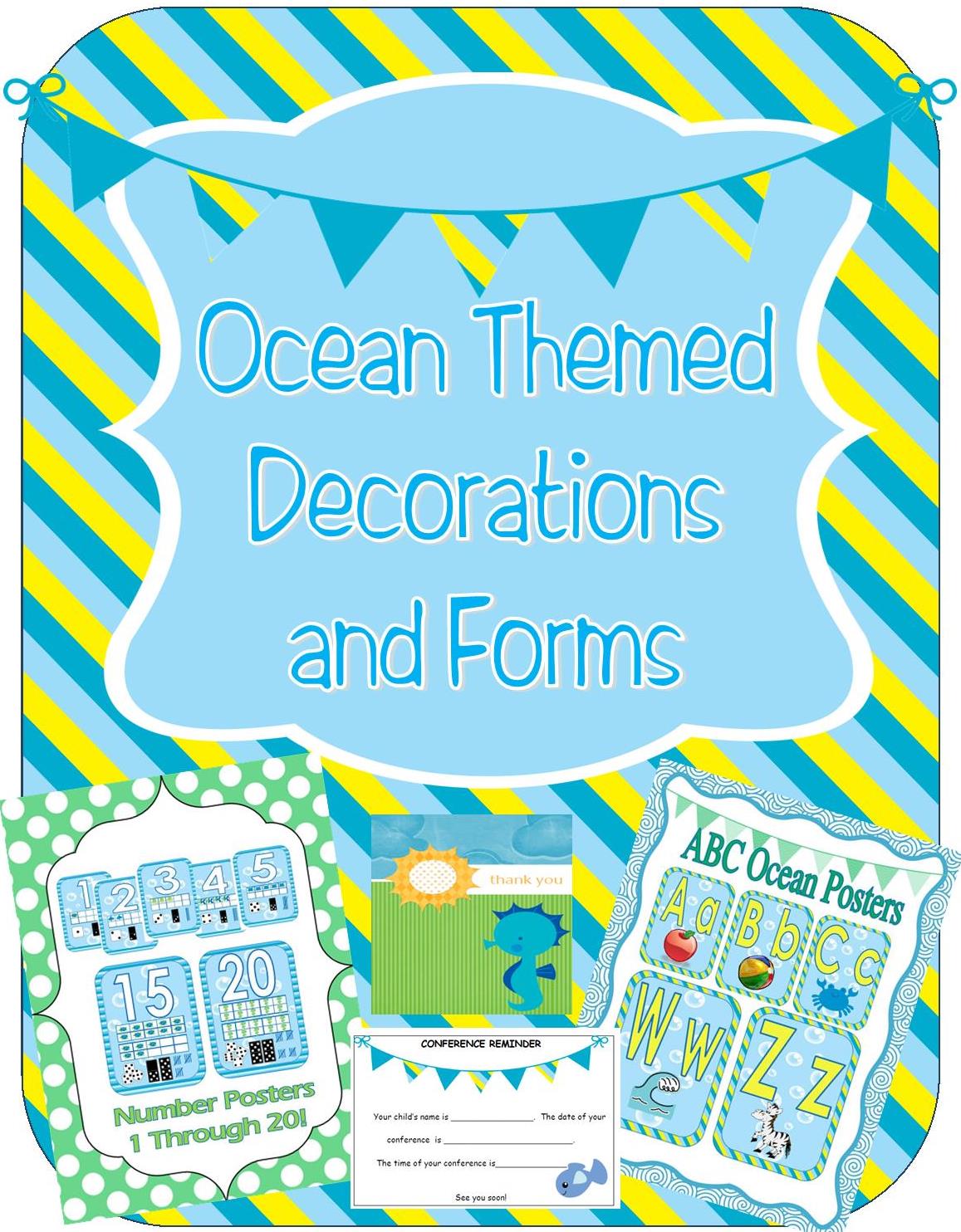 Ocean Themed Classroom Decorations and Forms – Teaching Heart Blog