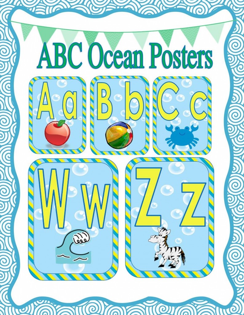 Ocean Decor Themed ABC posters