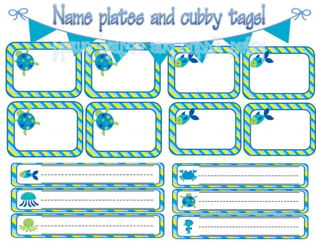 Ocean Themed Name Plates and Cubby Tags