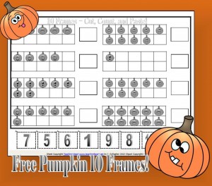 Free Pumpkin ten Frames from Teaching Heart