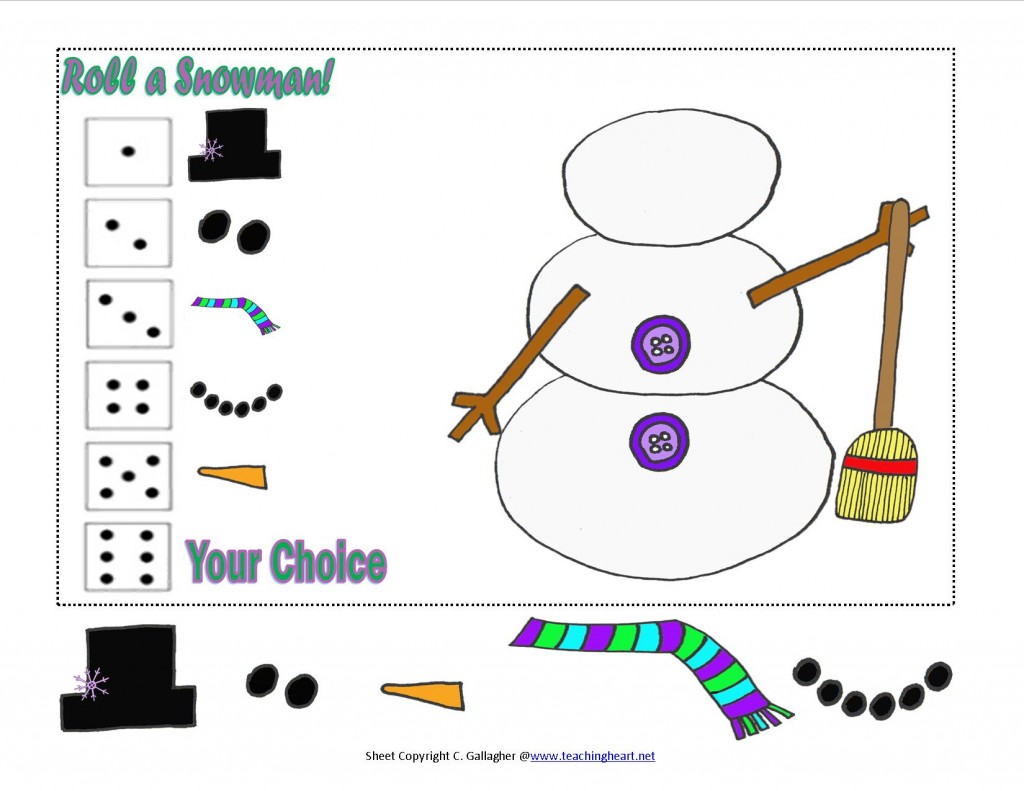 Roll a Snowman Free to Print!