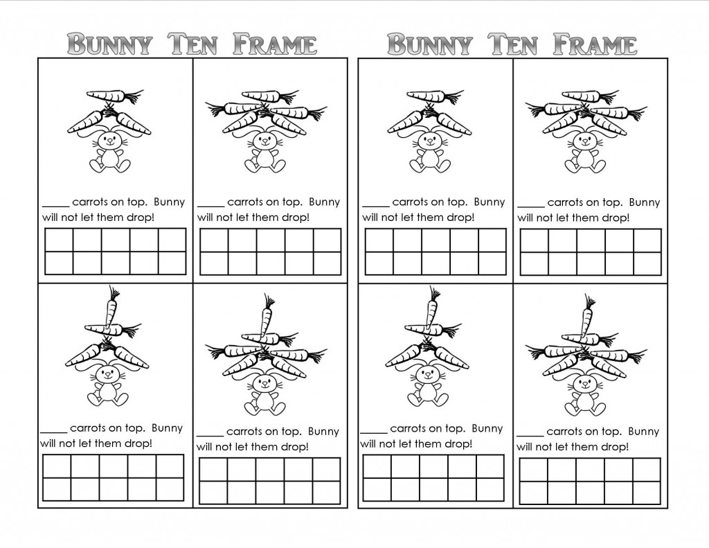 Bunny Ten Frame Worksheet - 10 on Top