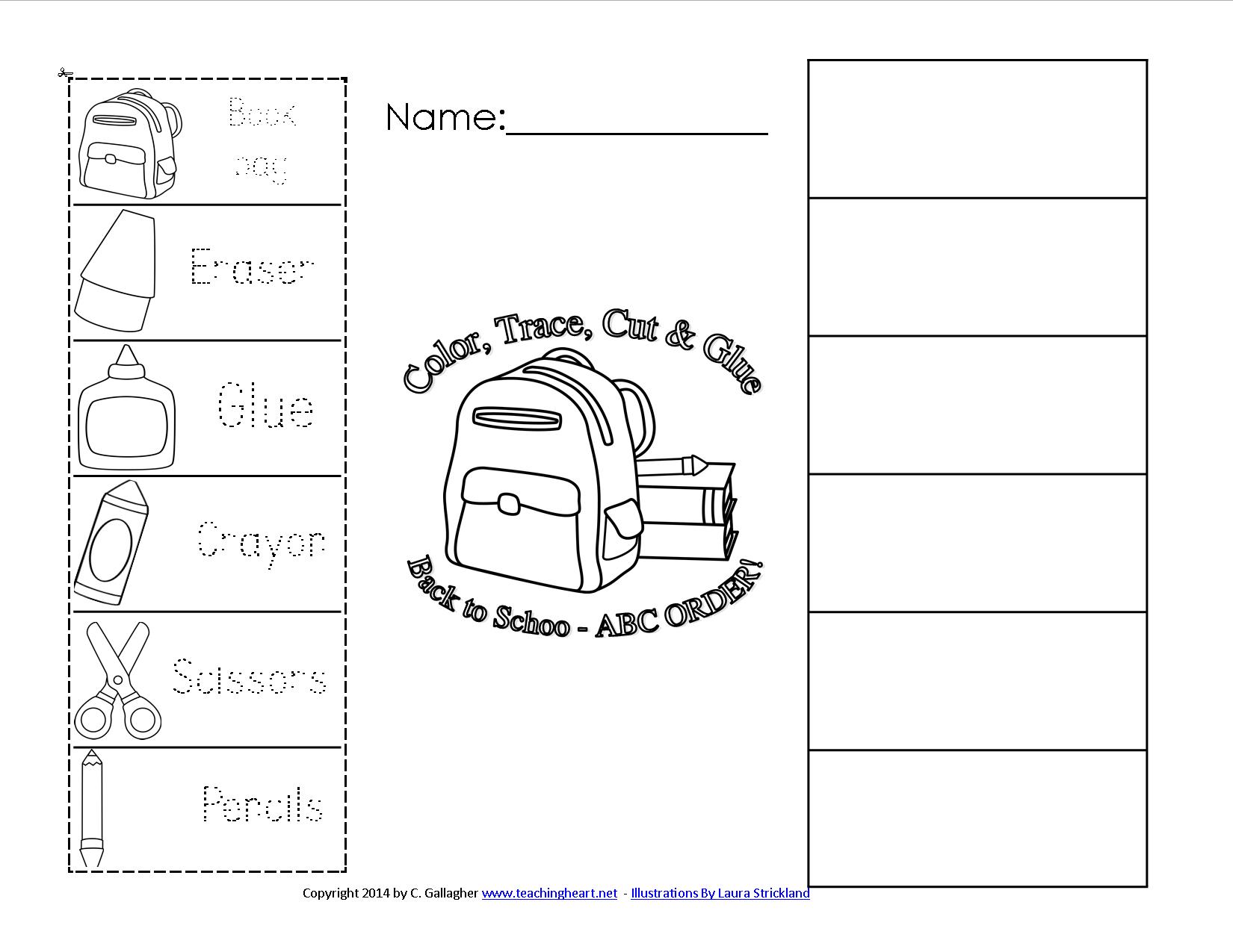 Back To School Supplies In Order Classroom Freebies