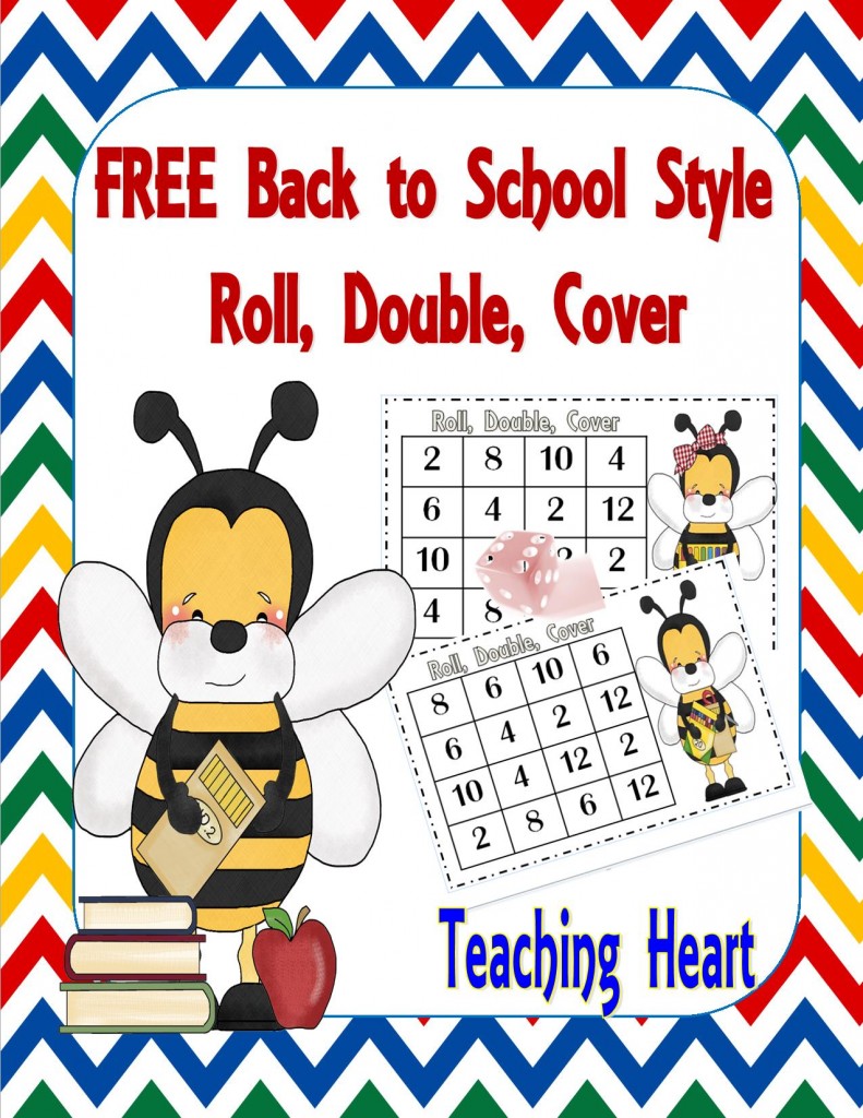 Free Doubles Roll and Cover Bee Back to School Themed!  