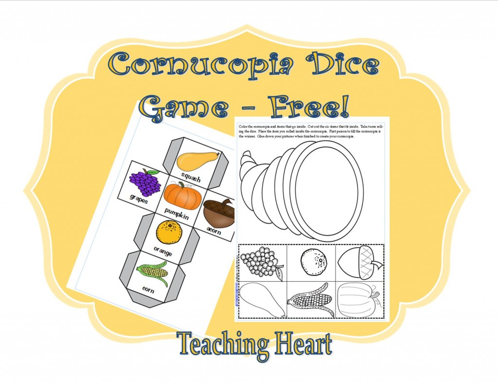 Cornucopia Dice GAme - Free to Print!