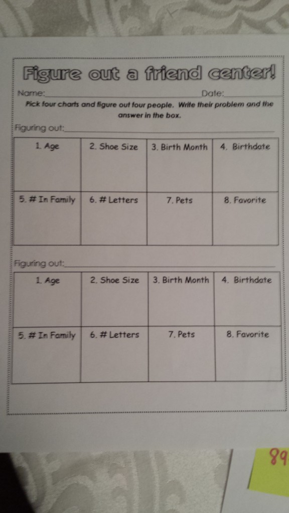 Figure me out center sheet