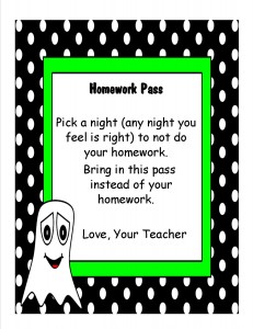 Free Halloween Treat Toppers and Homework Pass – Teaching Heart Blog